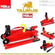 Image of HILKA 2 Tonne Trolley Jack Built In Pump 135-340mm Lifting Range DIY Portable UK