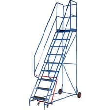 Image of 9 Tread Mobile Warehouse Stairs Anti Slip Steps 3.25m Portable Safety Ladder