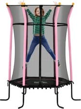 Image of 5.4FT Kids Trampoline Safety Enclosure Springless Indoor Pink