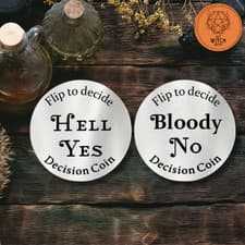 Image of Hell Yes Blo*dy No Decider Coin Double Sided Silver Decision Energy Help Spirit