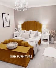 Image of Luxury Plush Velvet Crown Bed, Upholstered Bed, Bed Frame In All Colours