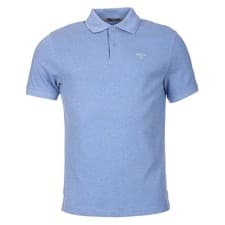 Image of Barbour Tartan Cotton Pique Polo Shirt Sky Marl