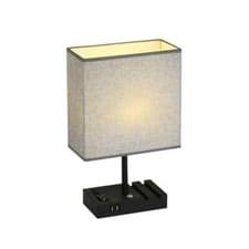 Image of Cedar Hill 17 in. Grey Table Lamp with USB Port and Charging Dock