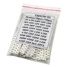 Image of 0603 SMD Ceramic Capacitors Kit 1p to 10uF 36 Values x 20pcs = 720pcs Assorted