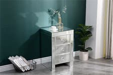 Image of Elegant Mirrored Glass Bedside Table Nighstand Side Table Cabinet with Drawers