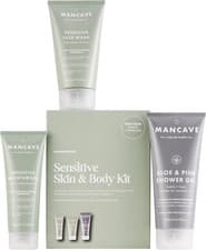 Image of Mancave Sensitive Skin & Body Gift Set, Face Wash, Moisturiser, Shower Gel, Derm