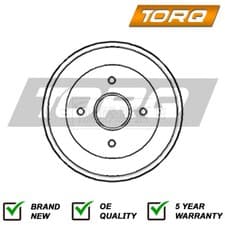 Image of Brake Drum Rear Torq Fits Renault Kangoo 1997- Nissan Kubistar 2003- 4320000QAG