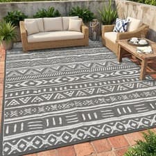 Image of Large Outdoor Rug Garden Geometric Waterproof Patio Area Non Slip Deck Floor Mat