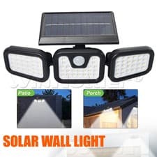 Image of 3-Head Solar Light with LED PIR Motion Sensor Outdoor Garden Wall Security Lamp