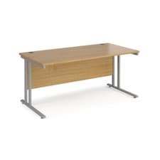 Image of Rectangle Desk 1600 x 800mm - OAK TOP - SILVER LEGS