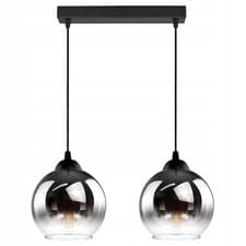 Image of 2x Graphite Transparent Globe Pendant Light, Modern E27, Ready Assembled