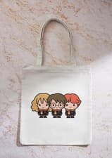Image of Harry Potter Hermione and Ron character chibi Tote Shopping Bag