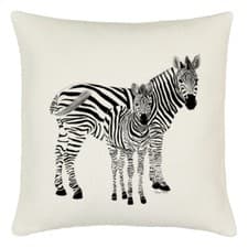 Image of Wild Animal Safari Couple Zebra Cushion Cover Black White Stripes Pillow Case