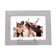 Image of Grey Woodgrain Effect Friends Picture Frame with Silver Letters - 6x4" or 7x5...