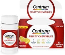 Image of 2 x Centrum Fruity Chewable Multivitamin & Mineral Food Supplement 30 Tablets