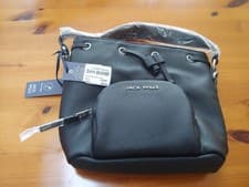 Image of Jack Wills Black Vegan Faux Leather Small Backpack New With Tags RRP - £50