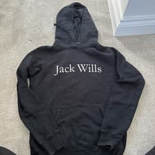 Image of Jack Wills Black Logo Hoodie Ladies OTH Hoody Hooded Top Full Length