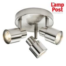 Image of Knightsbridge CSP2BC 230V GU10 Triple Spotlight Ceiling Light - Brushed Chrome