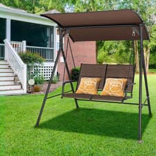 Image of 2 Seat Outdoor Porch Swing with Spring Hook and Soft Cushions