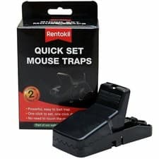Image of Rentokil Quick Set Mouse Trap, 2 Pack Pest Control Trap Reusable Durable Black