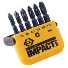 Image of CK Tools T4511 Blue Steel Impact Screwdriver Bit - PZ Set of 6