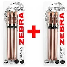 Image of Zebra Classic Ballpoint Pen 1.0mm Rose Gold Barrel Black Ink Pack of 6