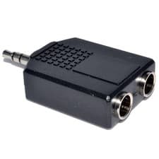 Image of 3.5MM TO 2 x 6.35MM JACK SOCKET STEREO Y SPLITTER ADAPTER r Dual Female Jack ...