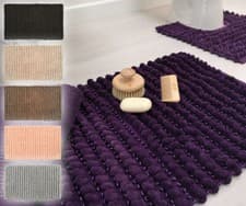 Image of Chunky Bobble Sparkle Bath Mat Non-Slip 50 x 80cm Satin Supersoft Bathroom Rug