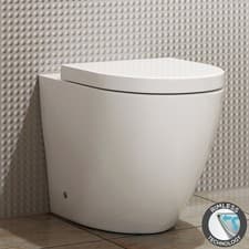 Image of Elva Back To Wall Toilet Round Rimless White BTW Pan Bathroom & Soft Close Seat