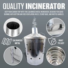 Image of 60L MEDIUM INCINERATOR GALVANISED METAL GARDEN WASTE RUBBISH WOOD FIRE BURNER