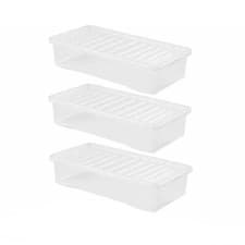 Image of 42 Litre Plastic Storage Box With Lid 3 Pack Wham Crystal