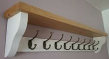 Image of Coat Rack With Shelf *Handmade***9 Double Hooks***All White & Light Oak wax