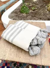 Image of Wool Throw Blanket Cover, Moroccan Pom Pom Throw Blanket, Gray Throw Blanket