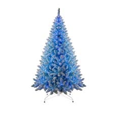 Image of 4FT-8FT Christmas Tree Prelit Snow Flock Blue Artificial Pine Holiday Home Decor