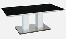 Image of Coffee Table Black Glass Rectangle Top White Gloss Frame 