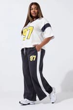 Image of Yours Curve Women's Plus Size '97' Varsity Wide Leg Joggers