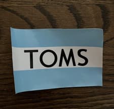 Image of Toms Shoes Sticker Decal Official Flag Blue White Rectangle 4.5 inch