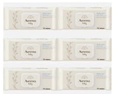 Image of 6 X Aveeno Baby Daily Care Wipes Sensitive Skin Cleanse Gently &Efficiently