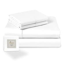 Image of 100% Cotton King Size Sheet Set White, 400 Thead Count Long Staple Cotton