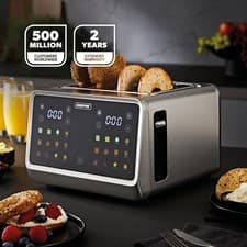 Image of GEEPAS DIGITAL 4 Slice Toaster Extra Wide Long Slots for Crumpets Bagels 1770W