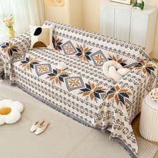 Image of Extra Large Cotton Fringed Throw for Sofa Settee Bedspread Bed Cover Blanket UK