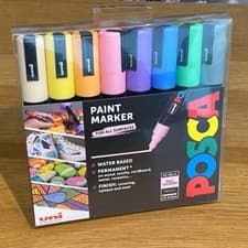 Image of Uni Posca Paint Markers Pens Art Fine Medium Tip Pale Colours PC-5M (Set of 8)