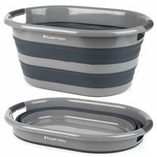 Image of Russell Hobbs COMBO-5142 Set of 2 Collapsible Laundry Baskets, 27 L, Black/Grey