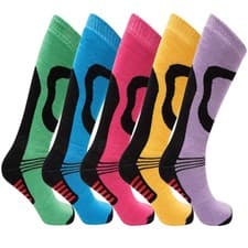 Image of SX168-4-6 - Ladies Ski Socks 5 Pack - 4-6 - (EU 37-39) 4-6, Multicoloured