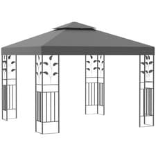 Image of Outsunny 3m x 3m Outdoor Decorative Garden Gazebo Canopy Steel Frame - Grey