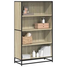Image of WALPLUS Bookcase Sonoma Oak 80.5x35x139 cm Engineered Wood Tall Storage Unit