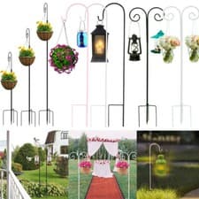 Image of 1/2/8x Shepherds Crook Hooks Adjustable Height w/ Base for Garden Wedding Lights