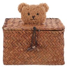 Image of Woven Storage Basket Small Seagrass Handwoven Natural Bin Hand-woven