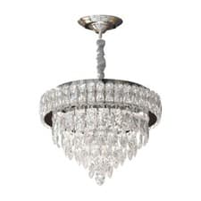 Image of Modern Chandelier Flush Crystal Light Chrome Droplet Ceiling Lampshade Pendant