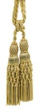 Image of Pair of 10" Double Tassel Tieback EL07 Champagne Gold, Green Mist - EL07